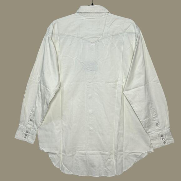 Sandrine Rose Chambray Western Button Up Tunic Shirt Cream Women Large NWT - Picture 3 of 12